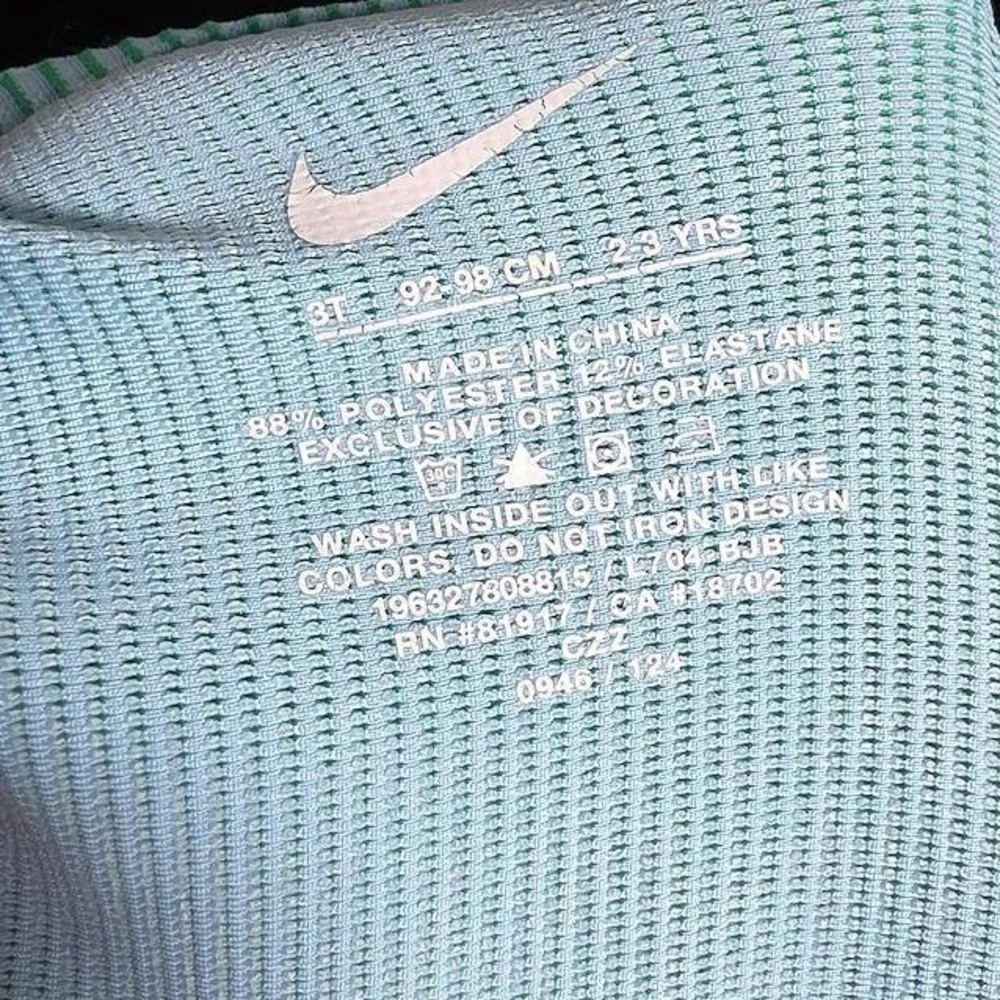 Nike Girls 3T Teal Green Ribbed Ruched Front Sleeveless Tank Top Swoosh Logo